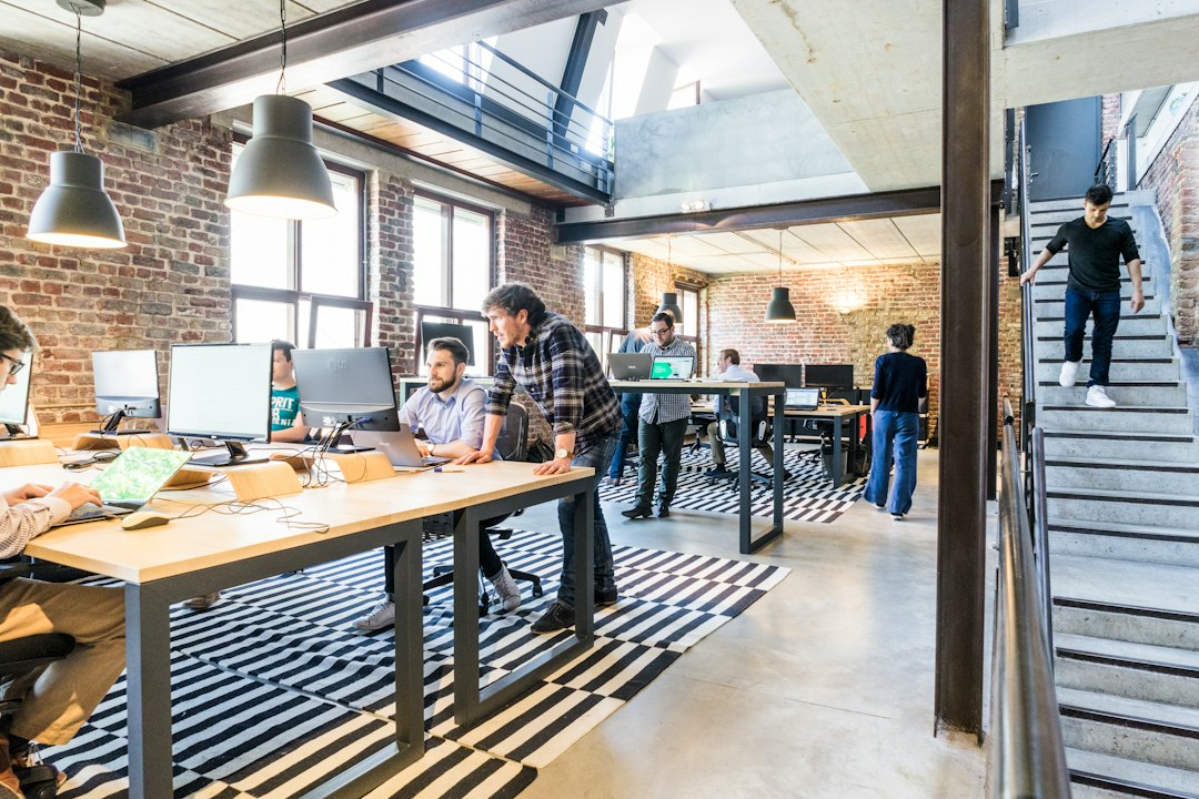 Illustration of professional business team collaboration modern office